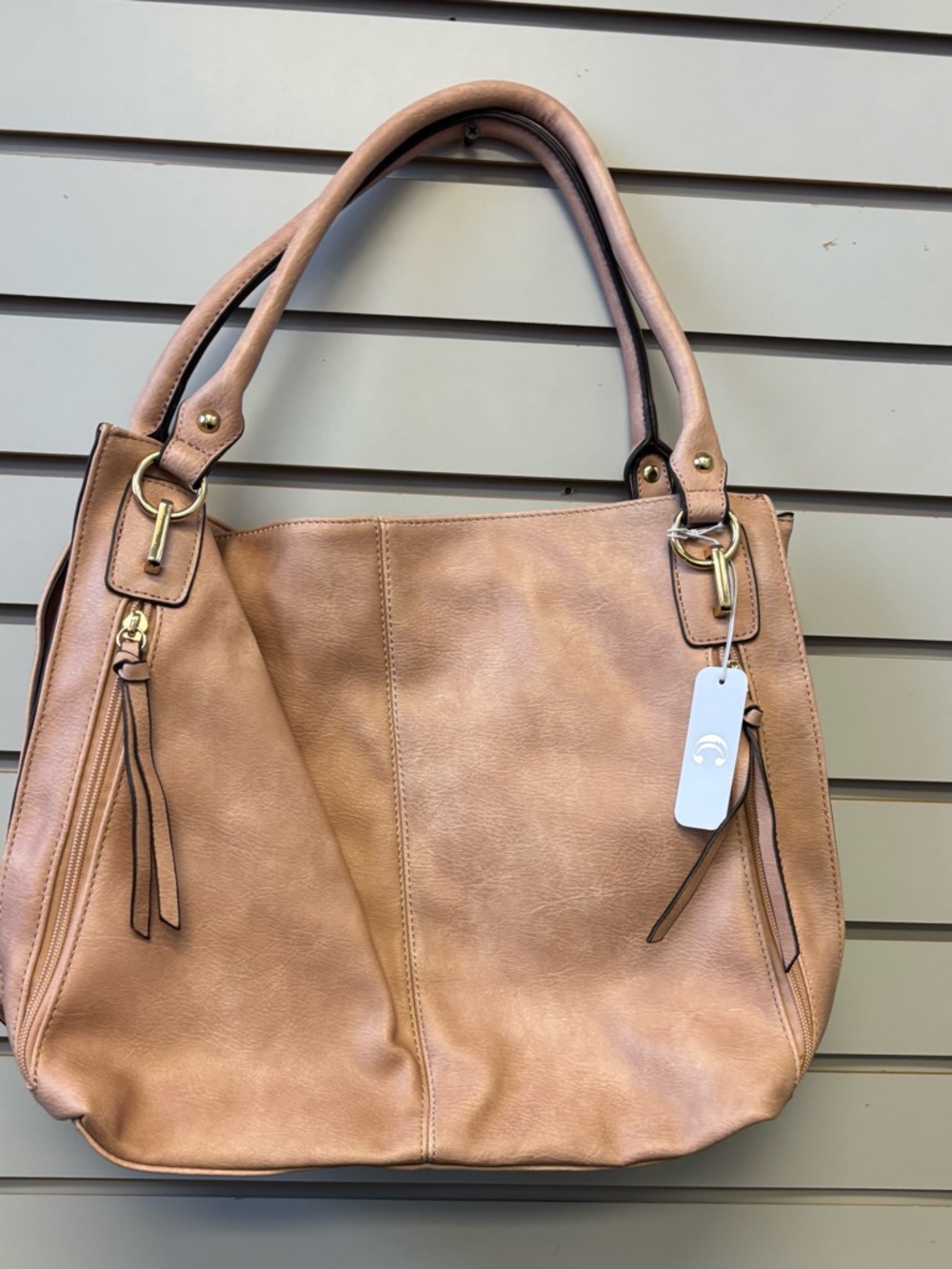 Charming Charlie Tan Shoulder Tote with Tassel Accents